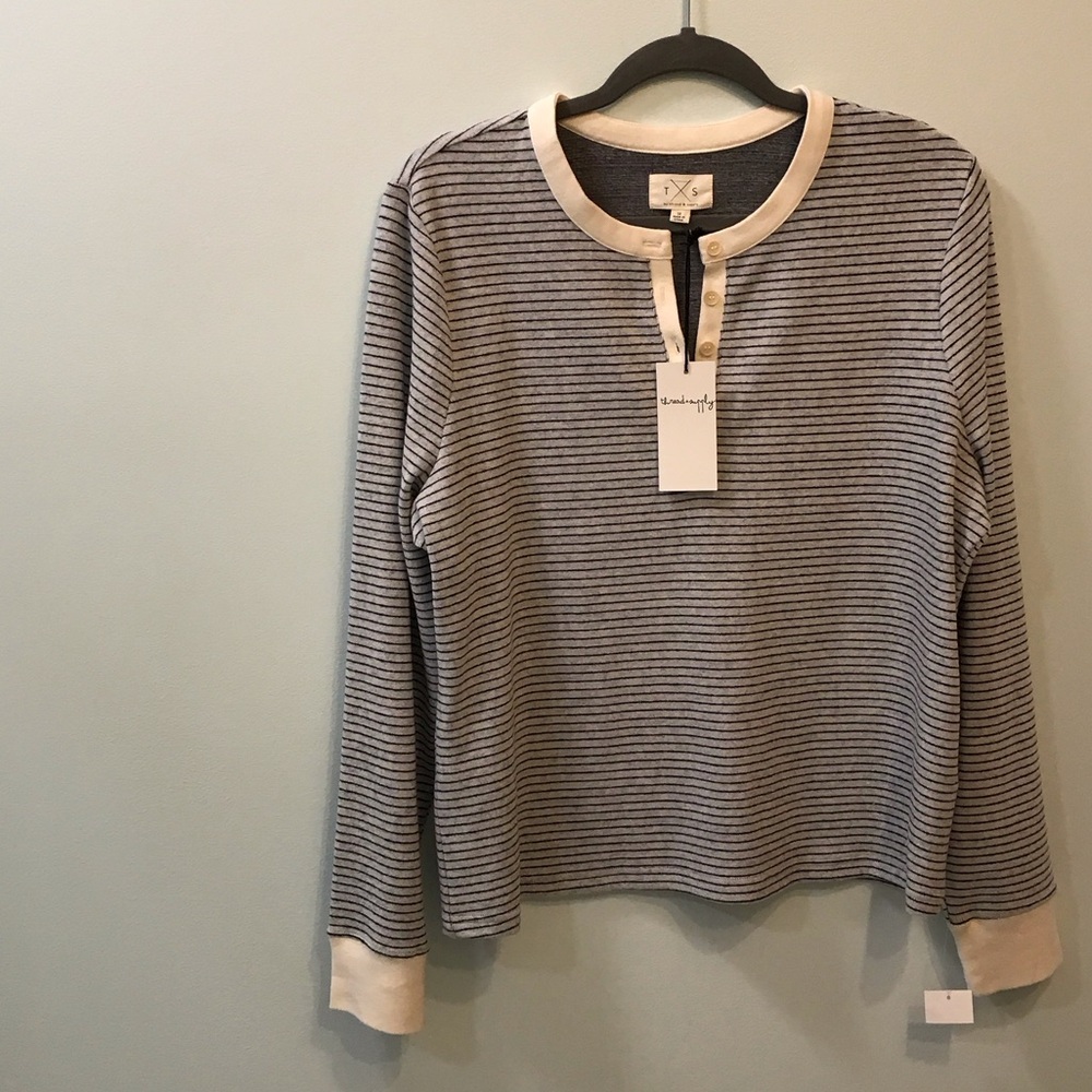 Thread & Supply Aeris Navy long sleeve Henley top